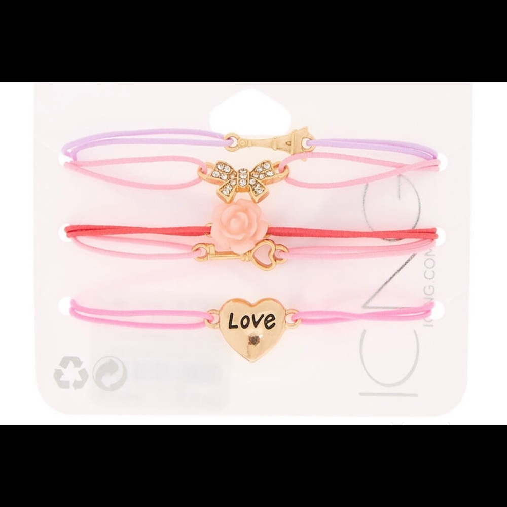 ROMANTIC PARIS LOVE STRETCH BRACELETS PINK, 5 PACK